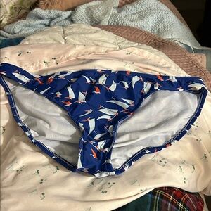 Ralph Lauren Blue and White Bikini Bottoms